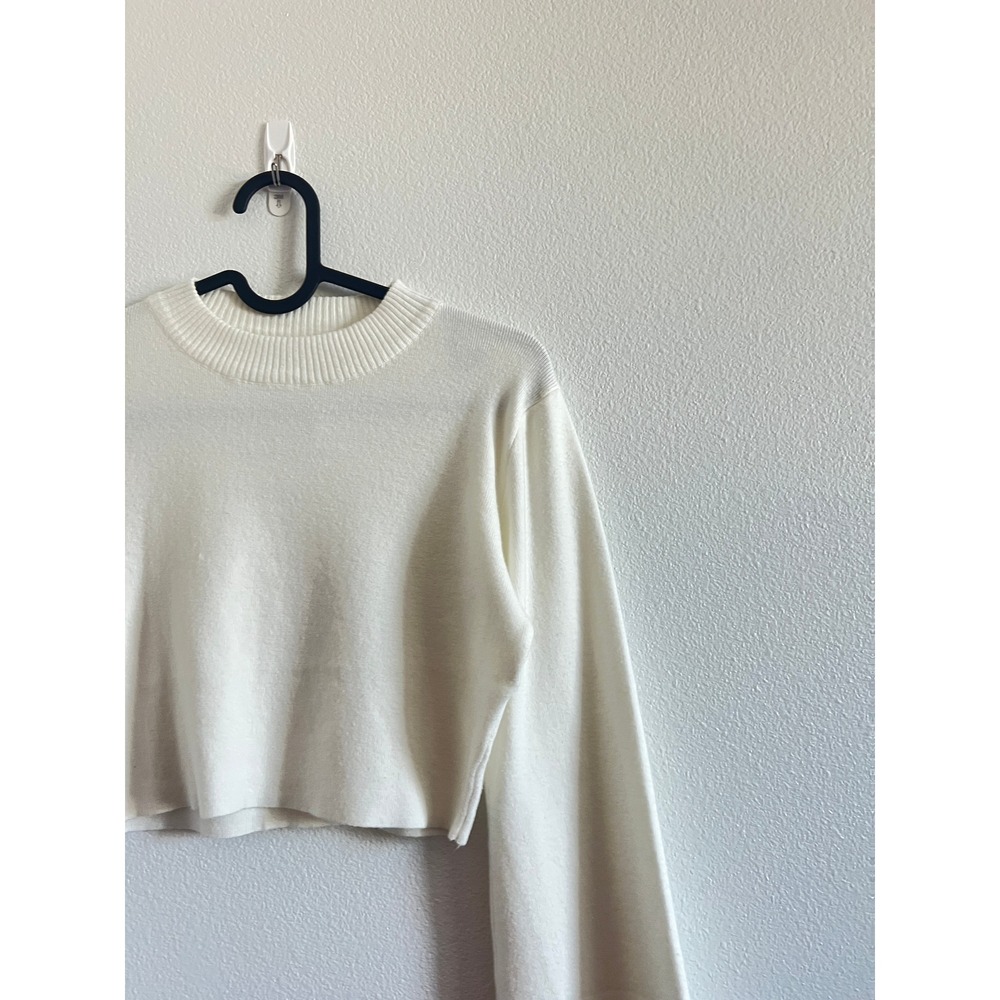 NWT Petal+Pup Cream Flare Sleeve Cropped Knit Sweater XS/S Minimalist Clean Girl - Picture 3 of 7